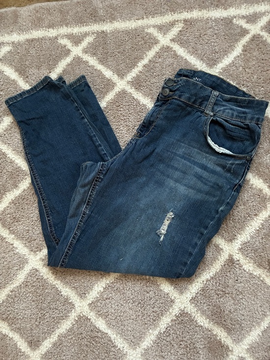 Lane Bryant Denim - Lane Bryant Dark Blue Distressed Skinny Jeans